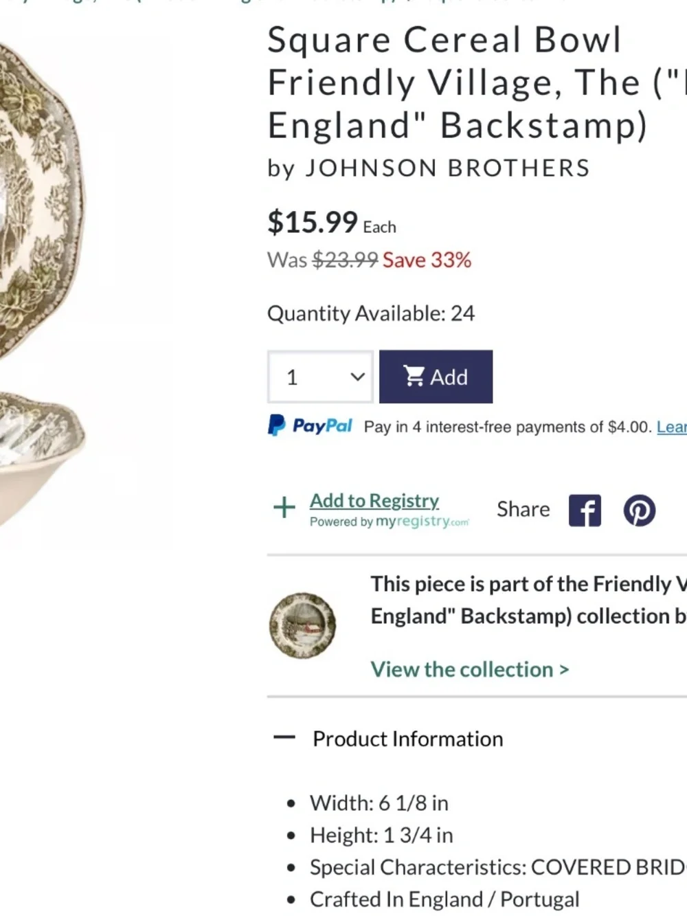 The Friendly Village Johnson Brothers bowls Set of 8 England The covered Bridge